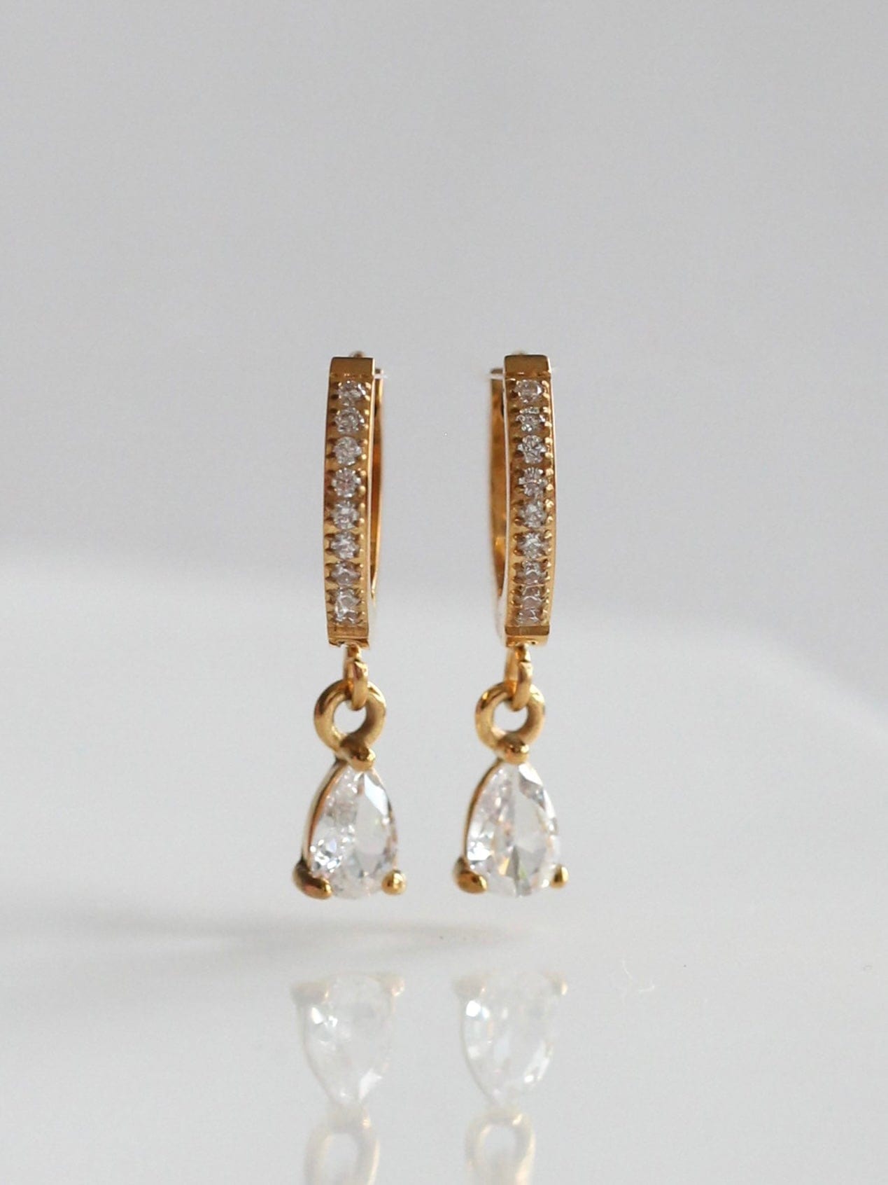 Crystal drop ear huggies