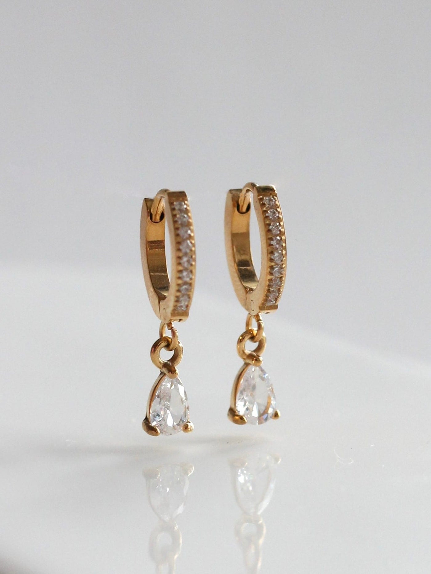 Crystal drop ear huggies