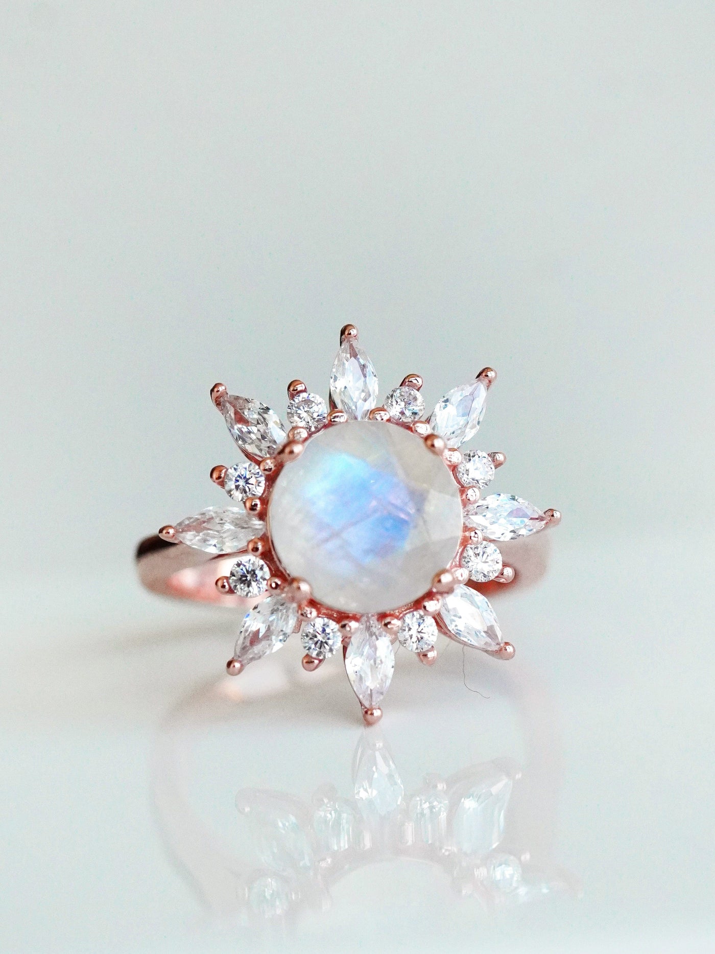 Moonstone Halo Ring