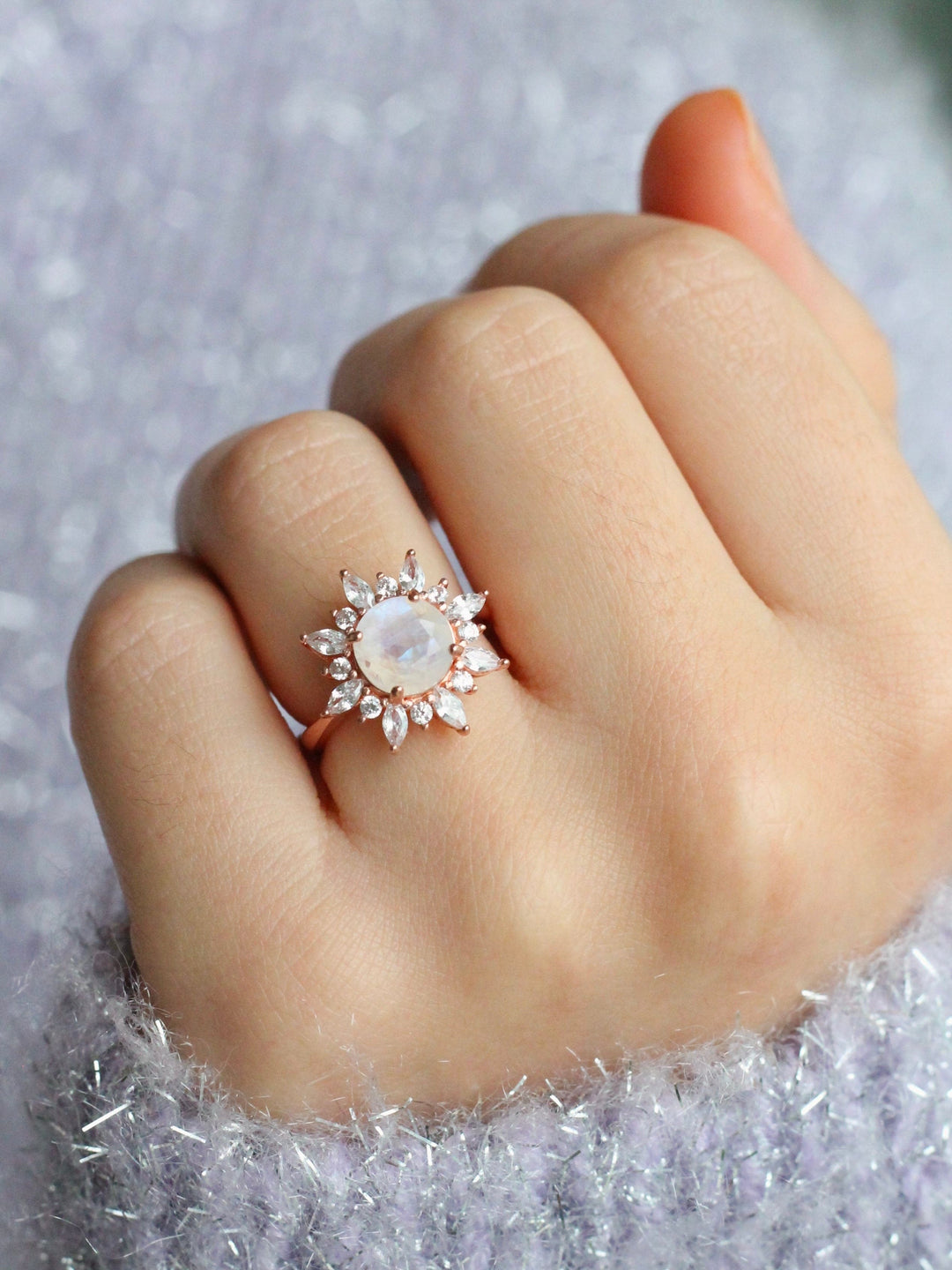 Moonstone halo engagement ring hotsell