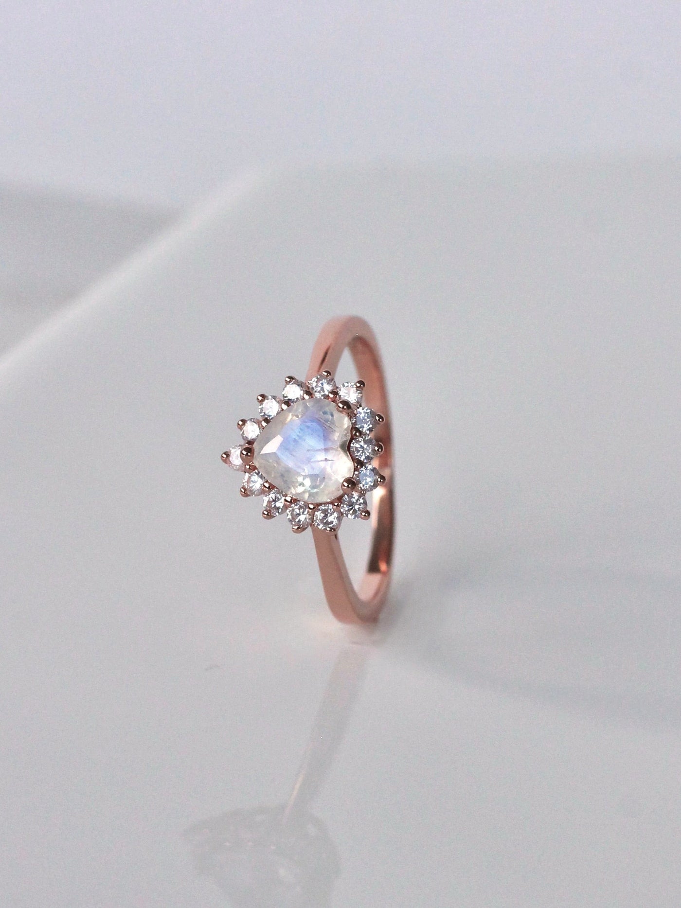 Moonstone heart ring