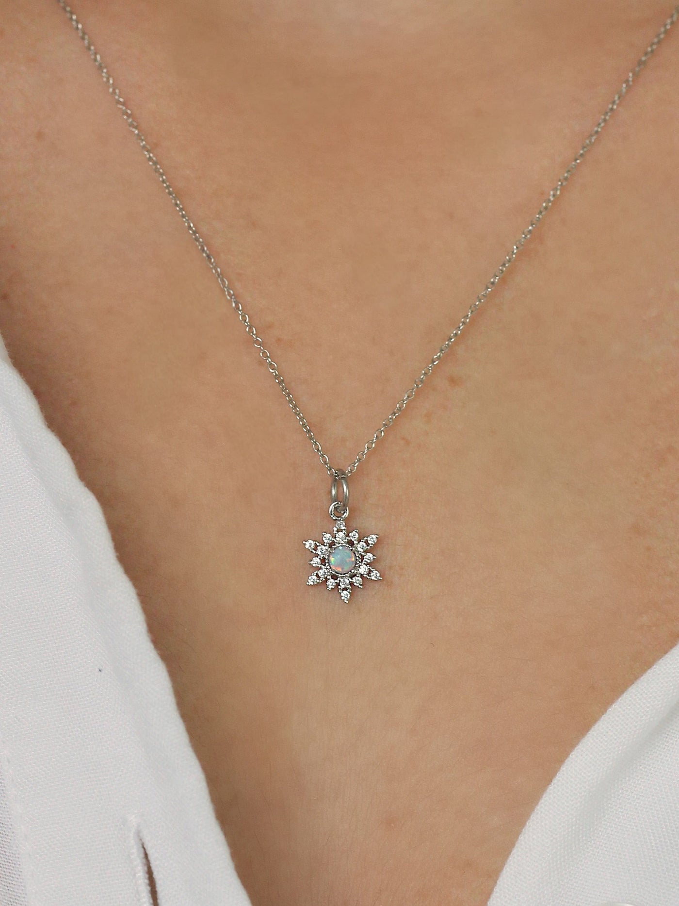 Opal Snowflake Necklace
