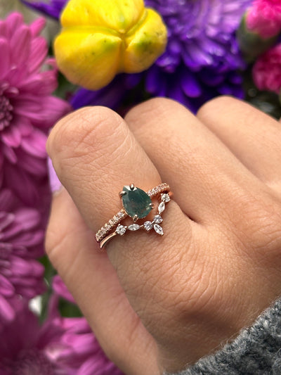 Moss agate stacker ring set