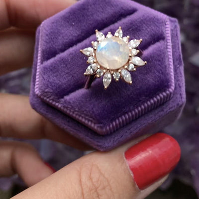 Moonstone Halo Ring