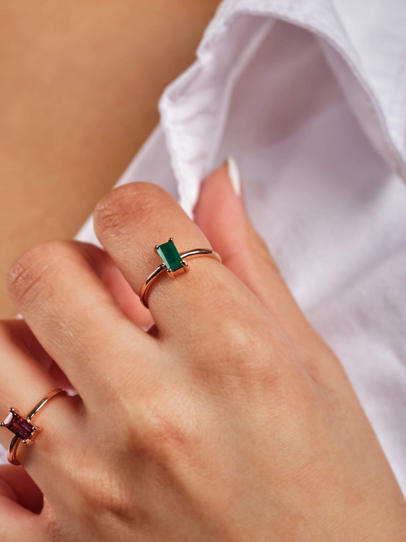 Gemstone Baguette Ring