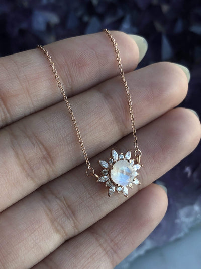 Moonstone halo necklace