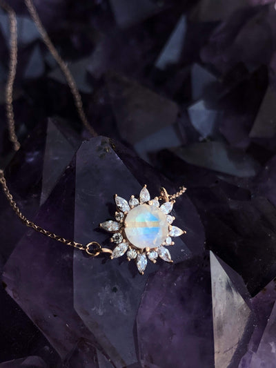 Moonstone halo necklace