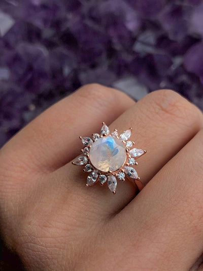 Moonstone Halo Ring