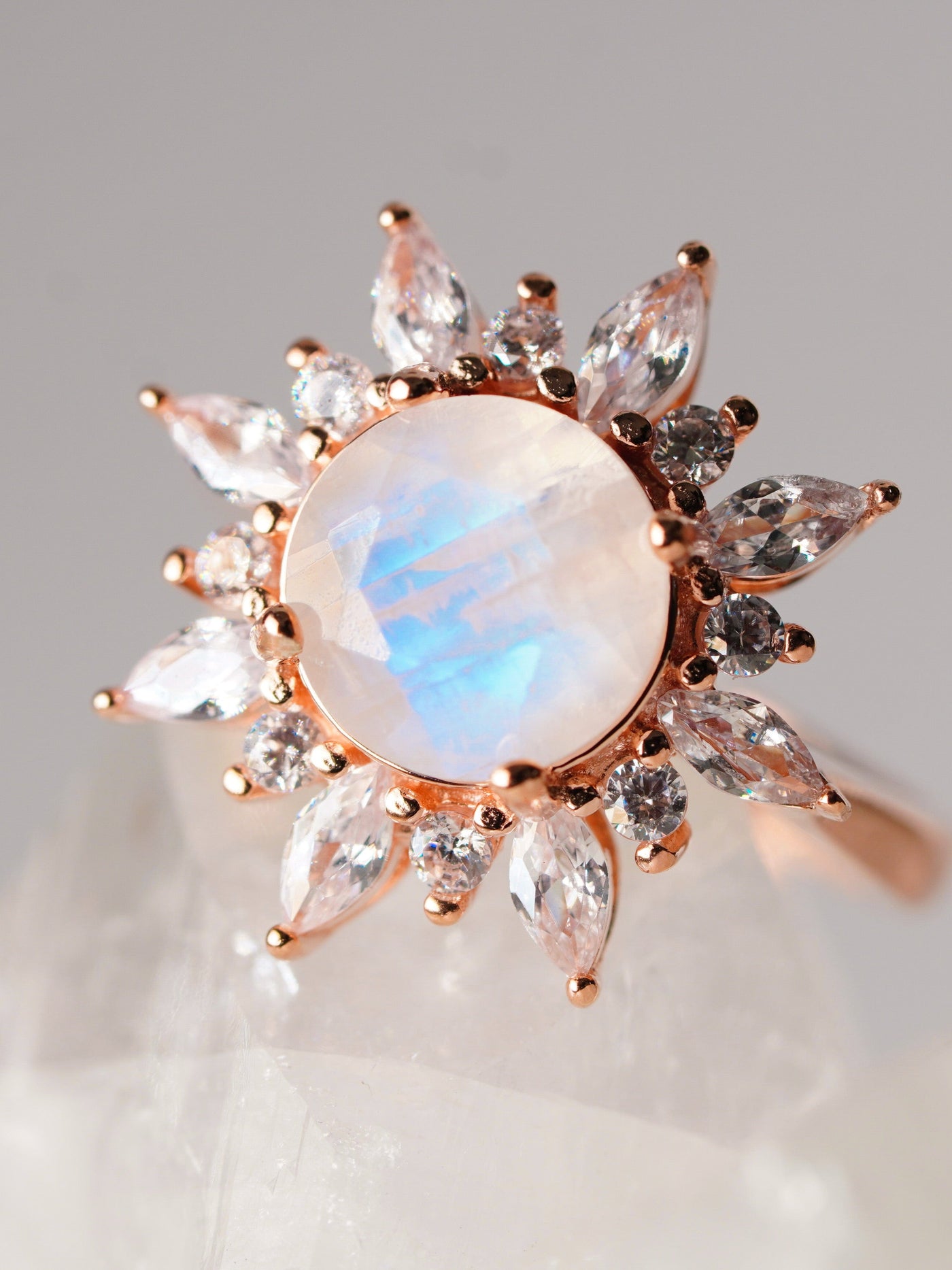 Moonstone Halo Ring