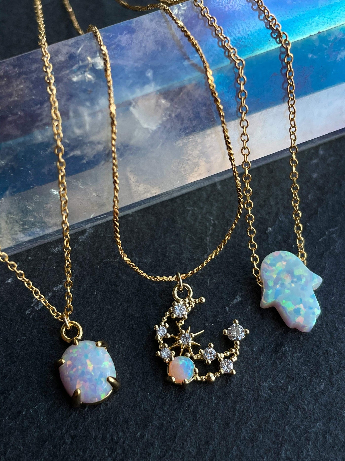 Opal hamsa necklace