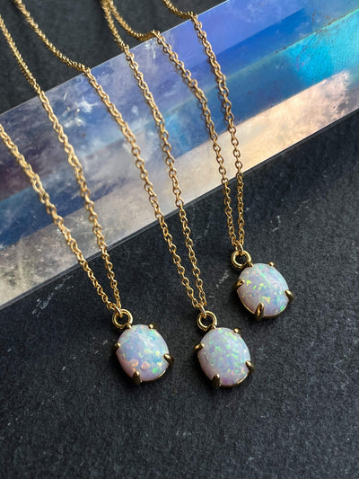 Opal solitaire necklace