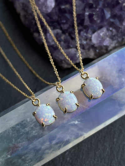 Opal solitaire necklace