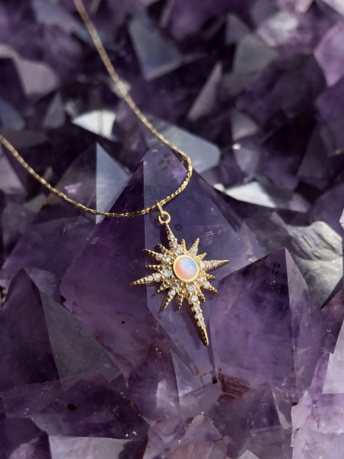 Opal north star necklace