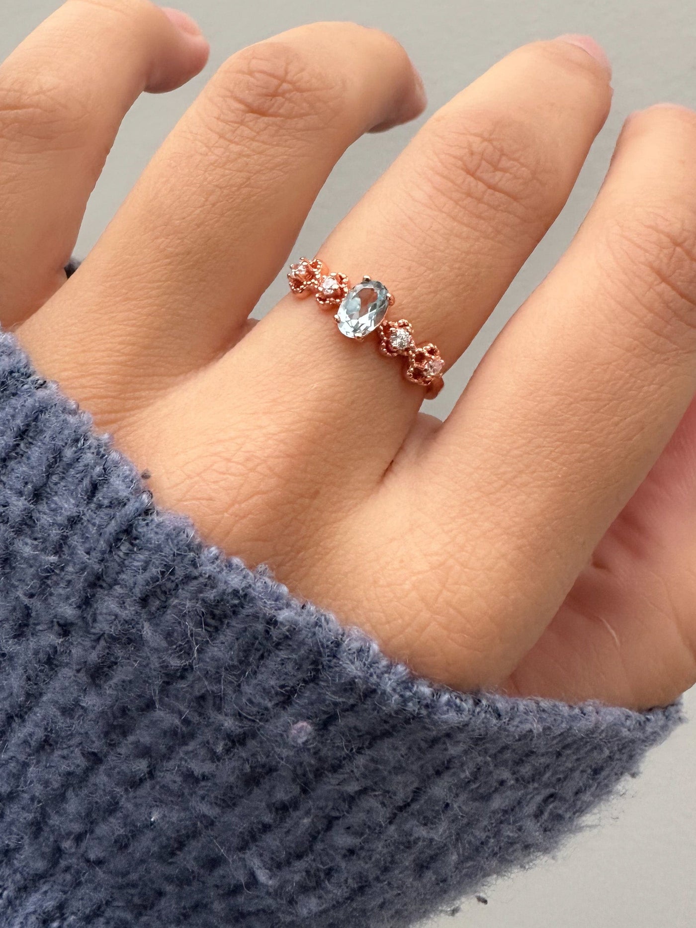 Floral Aquamarine Ring