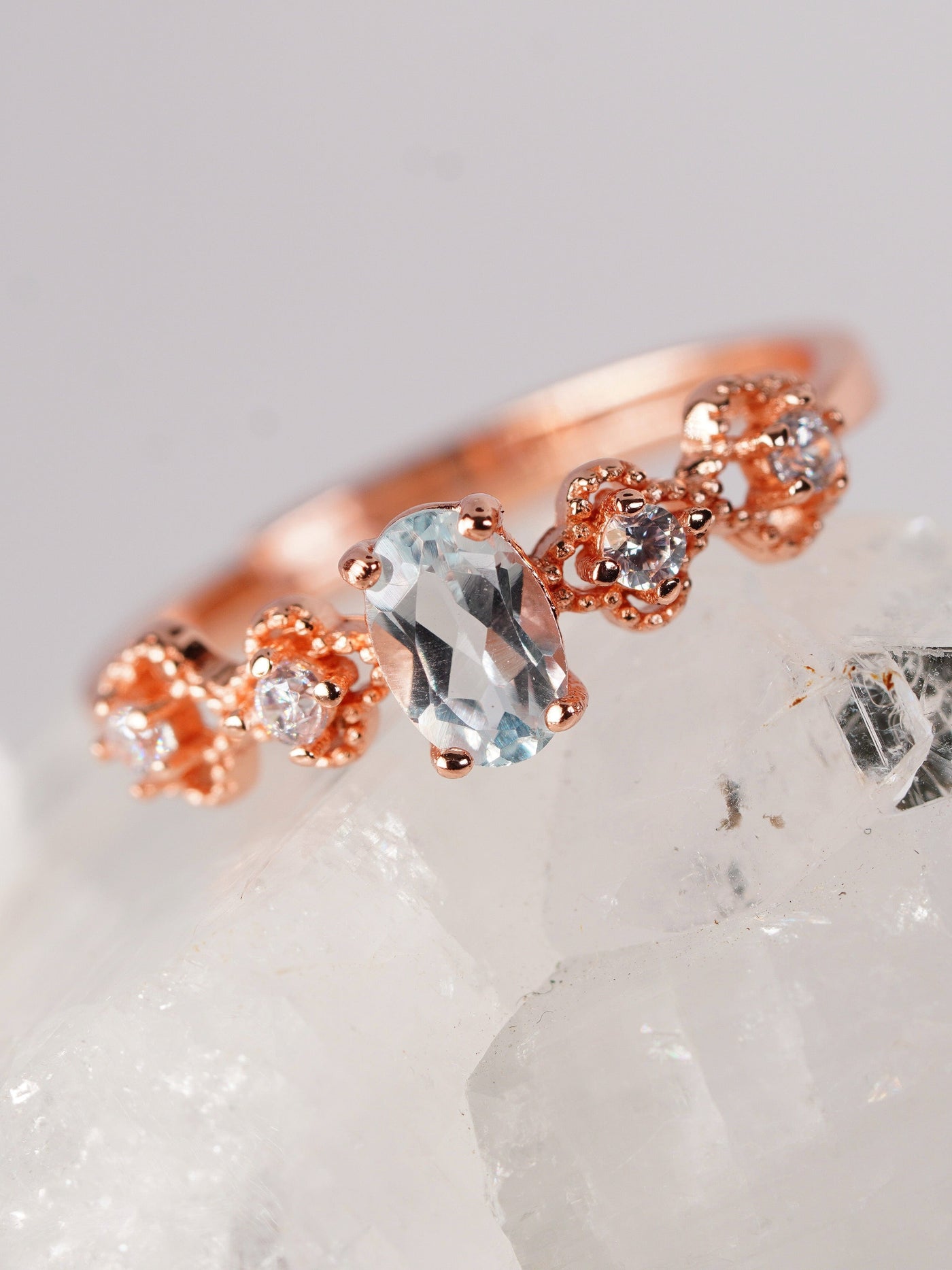 Floral Aquamarine Ring
