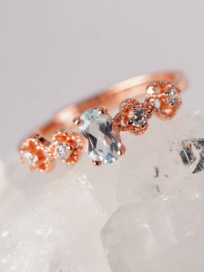 Floral Aquamarine Ring