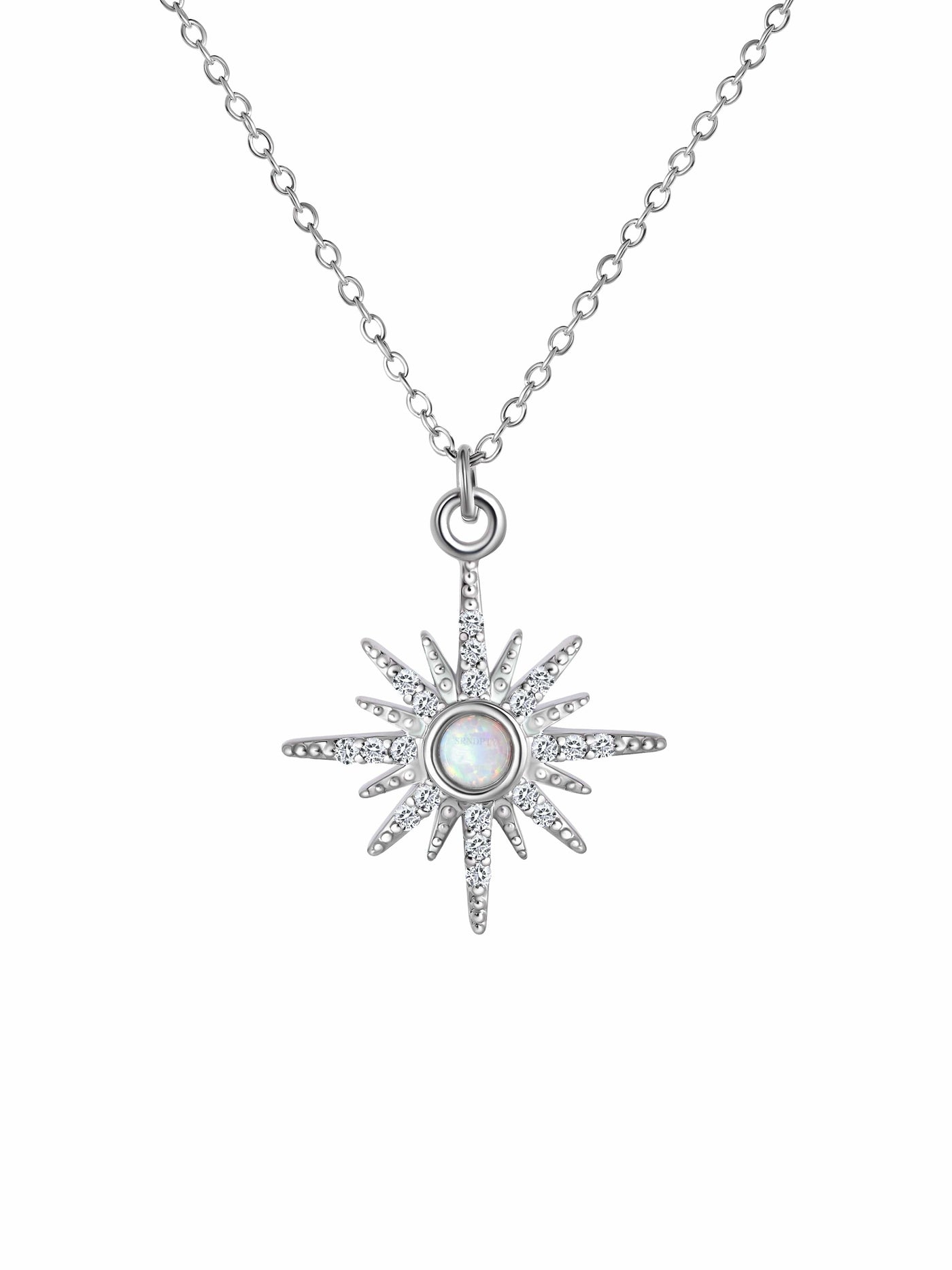 Silver opal star necklace