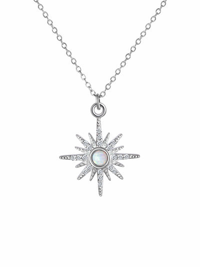 Silver opal star necklace