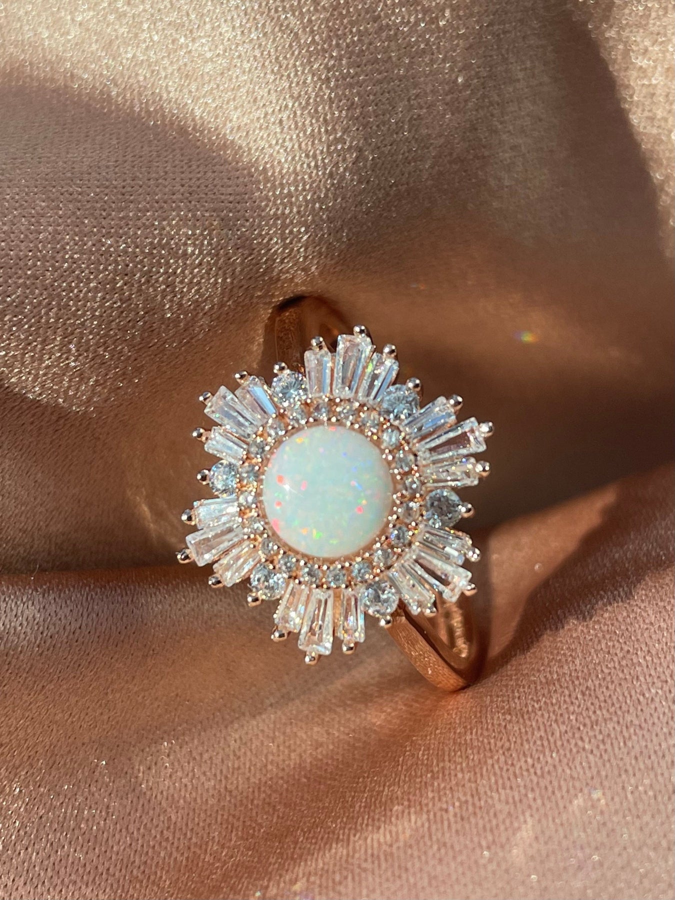 Supernova Ring Opal Statement 14k Rose Gold Plated Celestial High ...