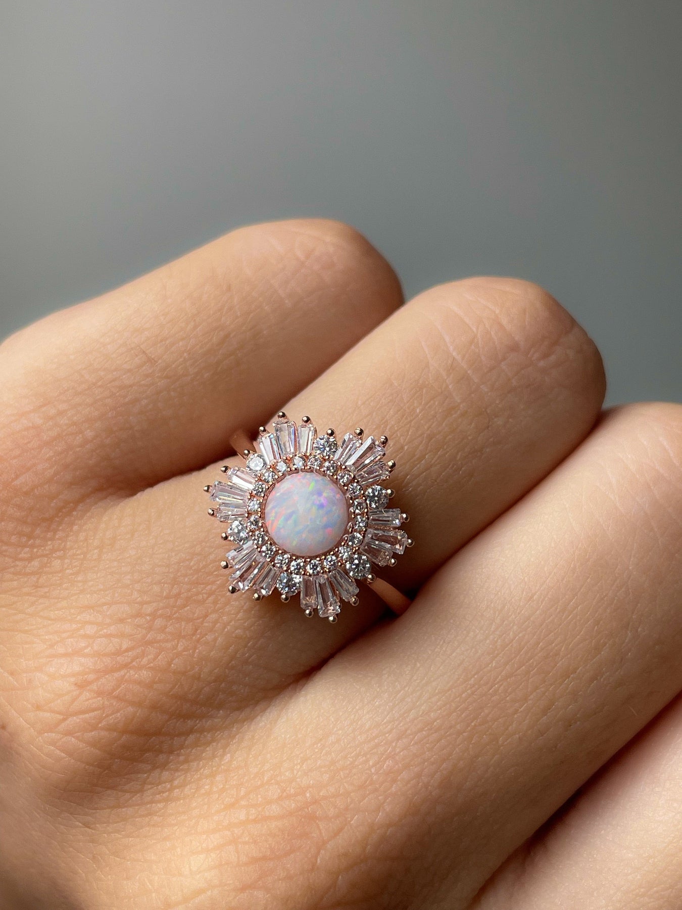 Supernova Ring Opal Statement 14k Rose Gold Plated Celestial High ...